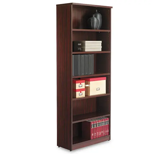Alera Valencia Series Bookcase, Six-Shelf, 31 3-4W X 14D X 80 1-4H, Mahogany 1