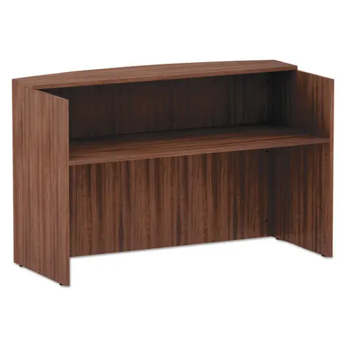 Alera Valencia Series Reception Desk With Counter, 71W X 35.5D X 42.5H, Modern Walnut 1