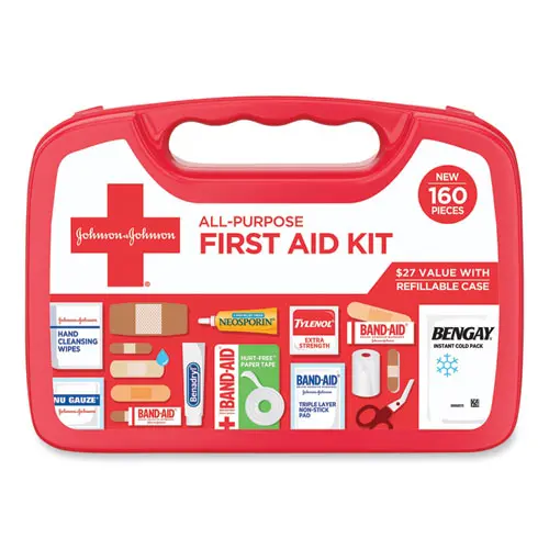 All-Purpose First Aid Kit, 160 Pieces, Plastic Case 1