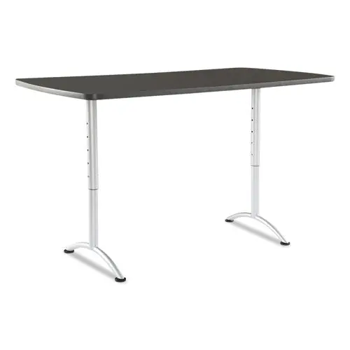 Arc Sit-To-Stand Tables, Rectangular Top, 36W X 72D X 30-42H, Graphite-Silver 1