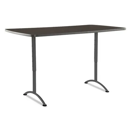 Arc Sit-To-Stand Tables, Rectangular Top, 36W X 72D X 30-42H, Walnut-Gray 1