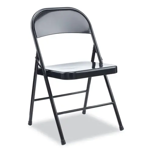 Armless Steel Folding Chair, Supports Up To 275 Lb, Black, 4-Carton 1