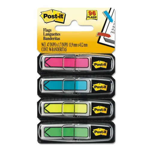 Arrow 1-2" Page Flags, Four Assorted Bright Colors, 24-Color, 96-Flags-Pack 1