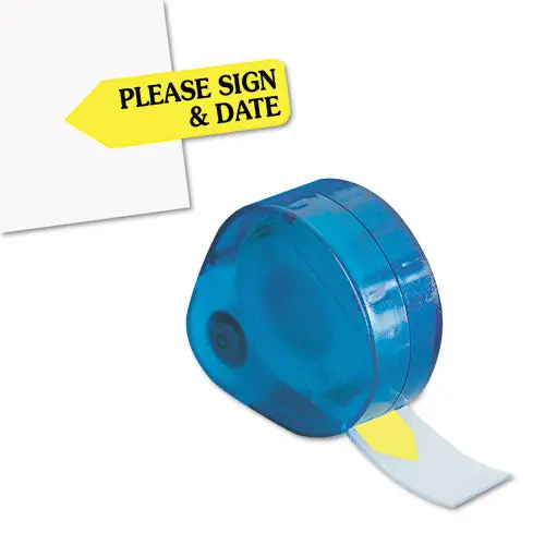 Arrow Message Page Flags In Dispenser, "Please Sign And Date", Yellow, 120 Flags 1