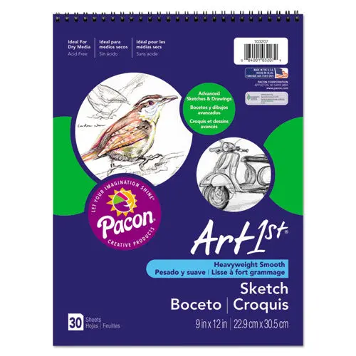 Art1st Artist's Sketch Book, 80 Lb, 9 X 12, White, 30 Sheets 1