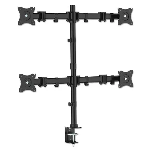 Articulating Quad Monitor Arms, For 13" To 27" Monitors, 360 Deg Rotation, 45 Deg Tilt, 180 Deg Pan, Black, Supports 18 Lb 1