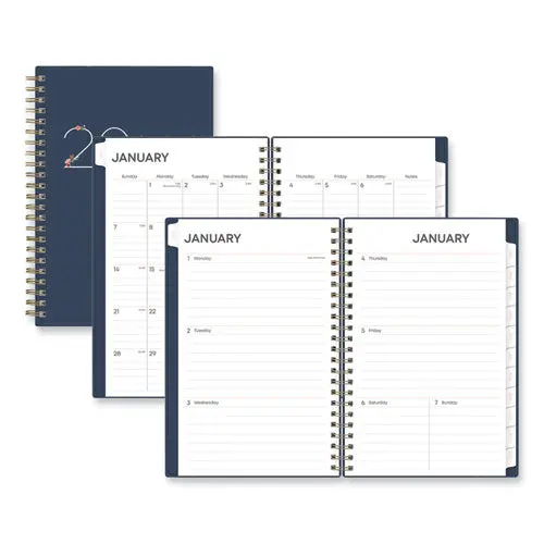 Ashlyn Weekly/Monthly Planner, Floral Artwork, 8 X 5, Navy/Multicolor Cover, 12-Month (Jan To Dec): 2024 1