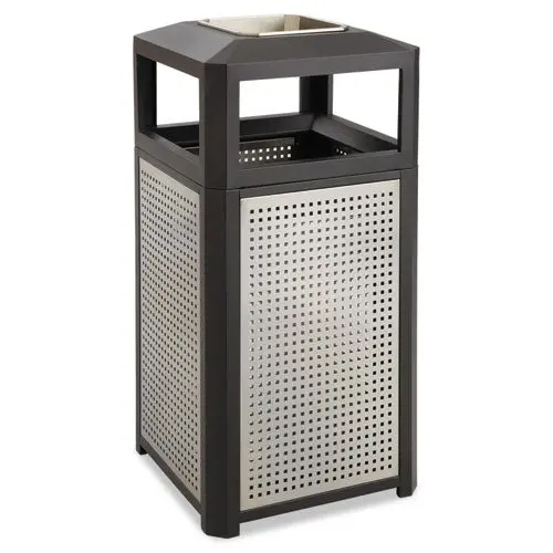 Ashtray-Top Evos Series Steel Waste Container, 38 Gal, Black 1