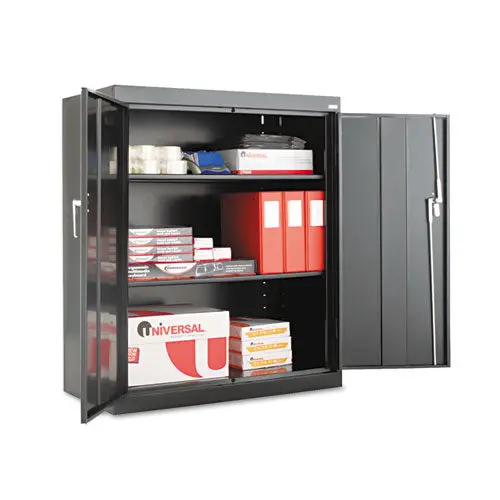 Assembled 42" High Storage Cabinet, W-Adjustable Shelves, 36W X 18D, Black 1