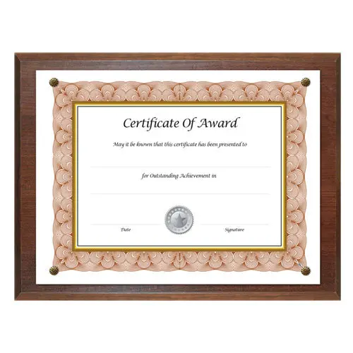 Award-A-Plaque Document Holder, Acrylic-Plastic, 10-1-2 X 13, Walnut 1