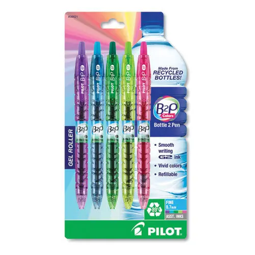 B2p Bottle-2-Pen Recycled Retractable Gel Pen, 0.7Mm, Assorted Ink-Barrel, 5-Pack 1