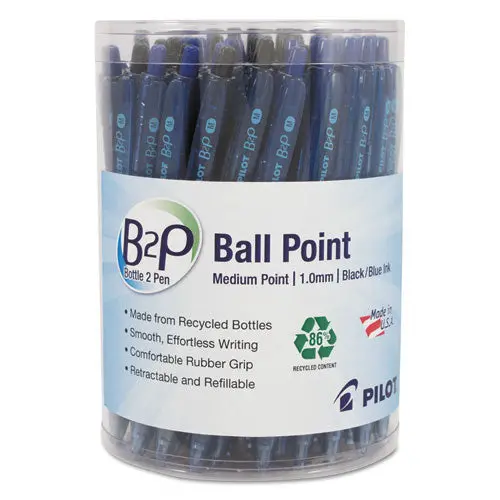 B2p Bottle-2-Pen Retractable Ballpoint Pen, 1Mm, Assorted Ink-Barrel, 36-Pack 1