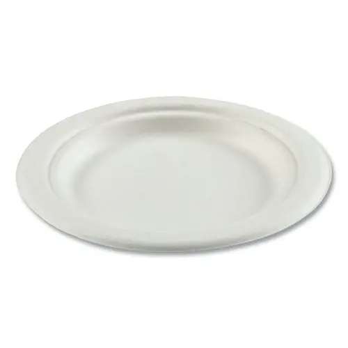 Bagasse Pfas-Free Dinnerware, Plate, 6" Dia, White, 1,000/Carton 1