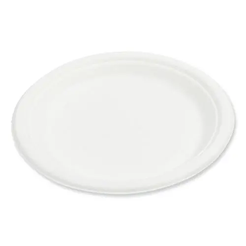 Bagasse Pfas-Free Dinnerware, Plate, 9", White, 500/Carton 1