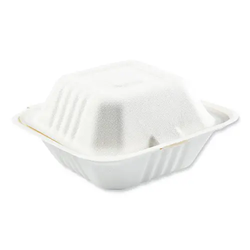 Bagasse Pfas-Free Food Containers, 1-Compartment, 6 X 6 X 3.19, White, Bamboo/Sugarcane, 500/Carton 1