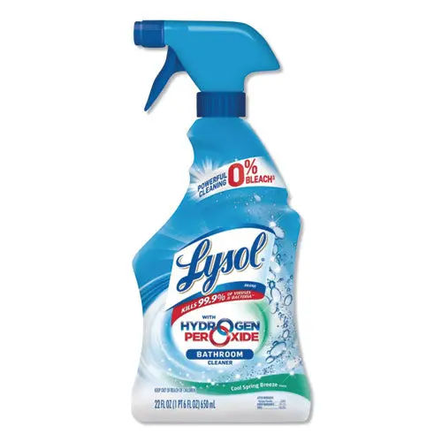 Bathroom Cleaner With Hydrogen Peroxide, Cool Spring Breeze, 22 Oz Trigger Spray Bottle, 12-Carton 1