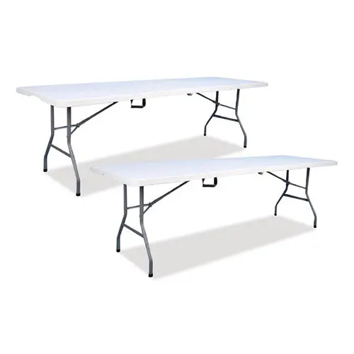 Bifold Resin Folding Table, Rectangular, 94.5" X 29.9" X 30", White Granite Top, Gray Base/Legs, 2/Pack 1