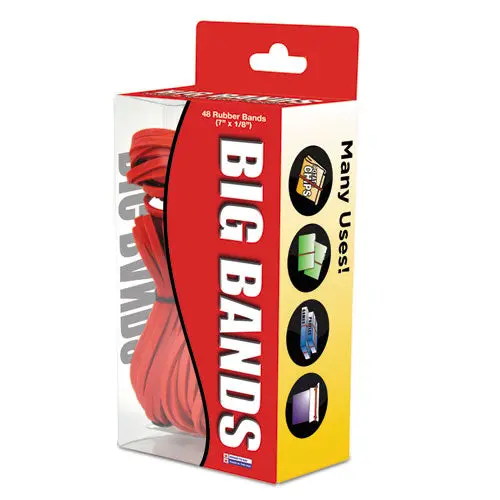 Big Bands Rubber Bands, Size 117B, 0.07" Gauge, Red, 48-Box 1