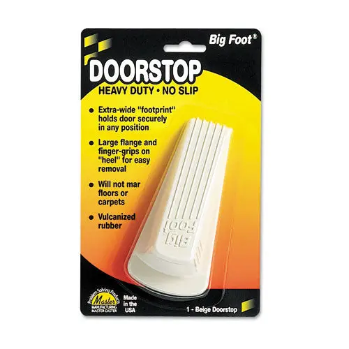 Big Foot Doorstop, No Slip Rubber Wedge, 2.25W X 4.75D X 1.25H, Beige 1