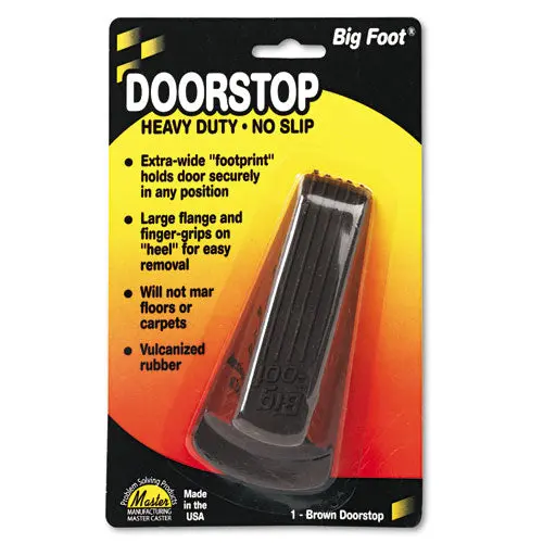 Big Foot Doorstop, No Slip Rubber Wedge, 2.25W X 4.75D X 1.25H, Brown 1