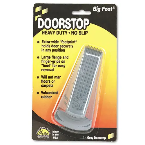 Big Foot Doorstop, No Slip Rubber Wedge, 2.25W X 4.75D X 1.25H, Gray 1