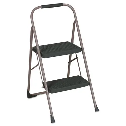 Big Step Folding Stool, 2-Step, 200 Lb Capacity, 22" Spread, Black-Gray 1
