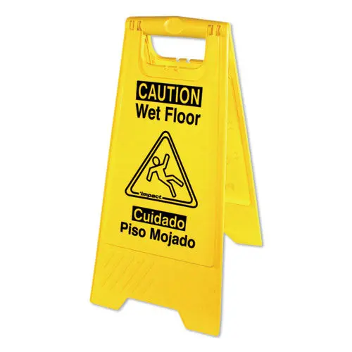 Bilingual Yellow Wet Floor Sign, 12.05 X 1.55 X 24.3, Yellow 1