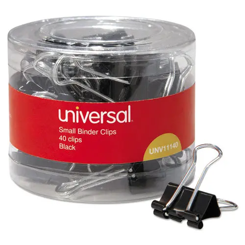 Binder Clips In Dispenser Tub, Small, Black-Silver, 40-Pack 1