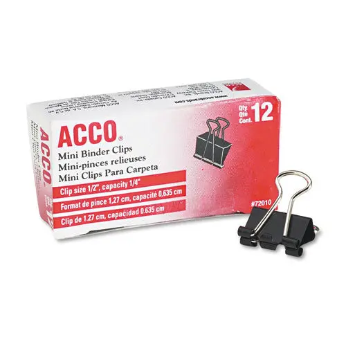 Binder Clips, Mini, Black-Silver, Dozen 1