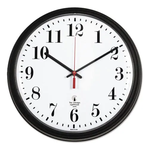 Black Quartz Contract Clock, 13.75" Overall Diameter, Black Case, 1 Aa (Sold Separately) 1