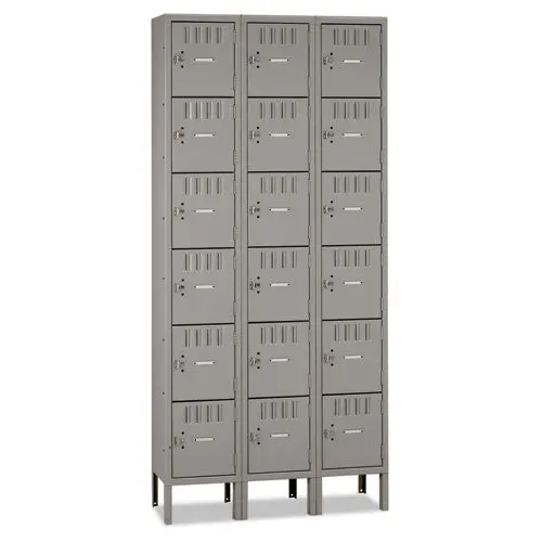 Box Compartments With Legs, Triple Stack, 36W X 18D X 78H, Medium Gray 1