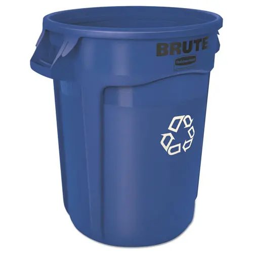 Brute Recycling Container, Round, 32 Gal, Blue 1