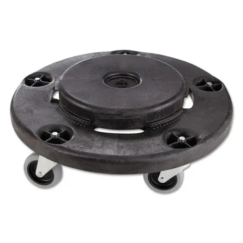 Brute Round Twist On-Off Dolly, 250 Lb Capacity, 18" Dia X 6.63"H, Fits 20-55 Gallon Brute Containers, Black 1