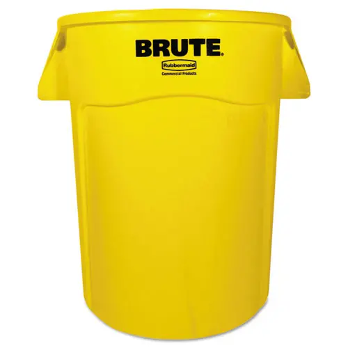 Brute Vented Trash Receptacle, Round, 44 Gal, Yellow 1