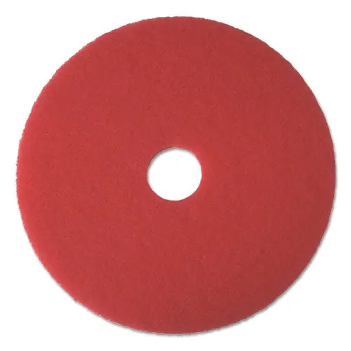 Buffing Floor Pads, 14" Diameter, Red, 5-Carton 1