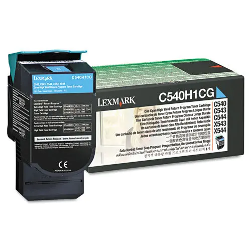 C540h1cg Return Program High-Yield Toner, 2000 Page-Yield, Cyan 1