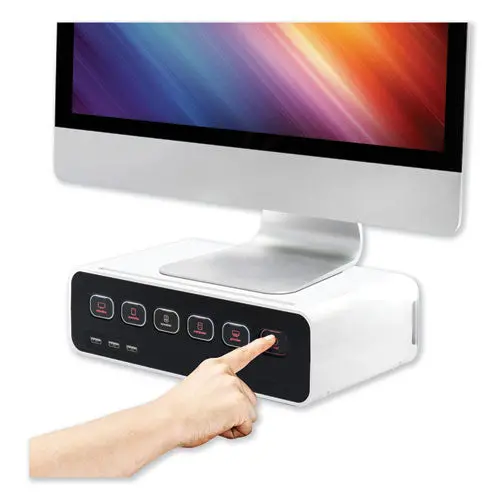 Cable Management Power Hub And Stand With Usb Charging Ports, 5 Outlets, 3 Usb, 6.5 Ft Cord, 11.75 X 6.6 X 3.5, White 1
