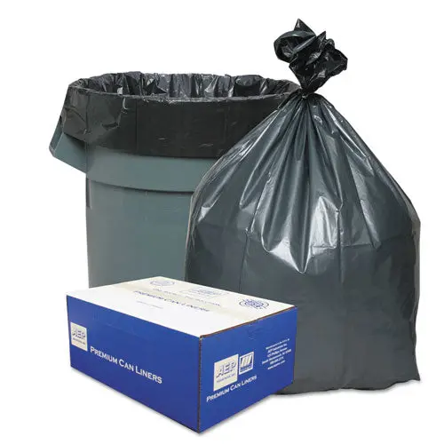 Can Liners, 60 Gal, 1.55 Mil, 39" X 56", Gray, 50-Carton 1
