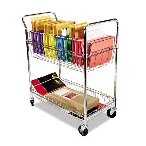 Carry-All Cart-Mail Cart, Two-Shelf, 34.88W X 18D X 39.5H, Silver 1