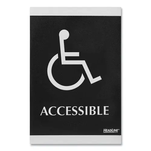 Century Series Office Sign, Accessible, 6 X 9, Black/Silver 1