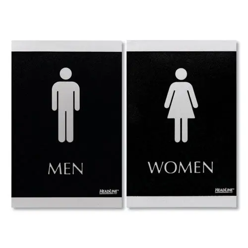 Century Series Office Sign, Men; Women, 6 X 9, Black/Silver 1