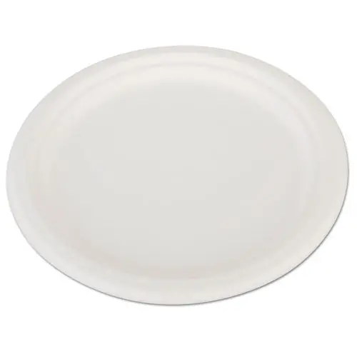 Champware Heavyweight Bagasse Dinnerware, Plate, 10", White, 500-Carton 1