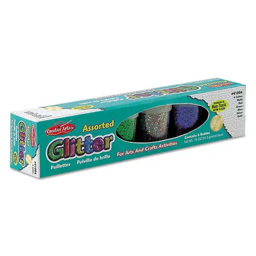 Charles Leonard Glitter Set, Assorted, .75 Oz Shaker-Top Jar, 6-Set 1