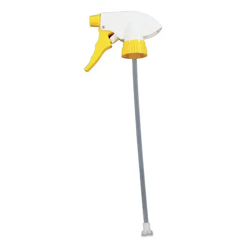 Chemical Resistant Trigger Sprayers, 9.88" Tube, Fits 32 Oz Bottles, Yellow-White, 24-Carton 1