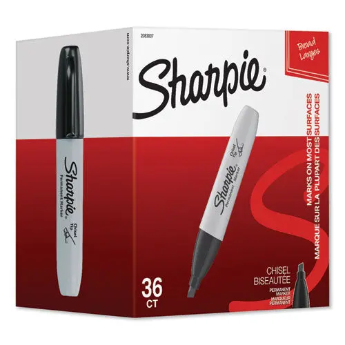 Chisel Tip Permanent Marker, Broad, Black, 36-Pack 1