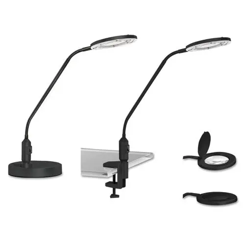 Clamp-On, 3 Diopter Led Desktop Magnifier, 6.88"W X 16.63"D X 16.75"H, Black 1
