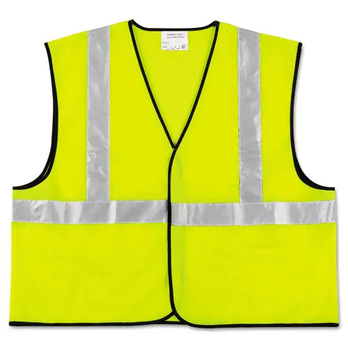 Class 2 Safety Vest, Fluorescent Lime W-Silver Stripe, Polyester, X-Large 1