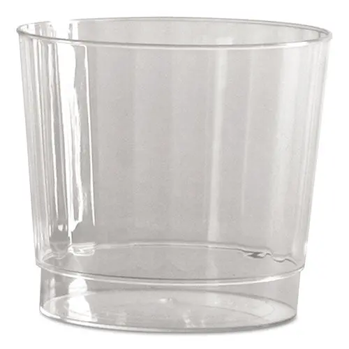 Classic Crystal Plastic Tumblers, 9 Oz., Clear, Fluted, Rocks Squat, 12-Pack 1