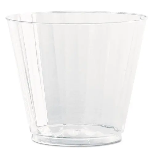 Classic Crystal Plastic Tumblers, 9 Oz., Clear, Fluted, Squat, 12-Pack 1