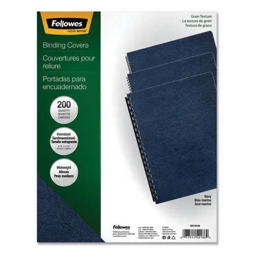 Classic Grain Texture Binding System Covers, 11-1-4 X 8-3-4, Navy, 200-Pack 1